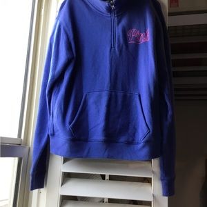 Pink by Victoria Secret blue quarter zip with front pockets Sweatshirt. Small